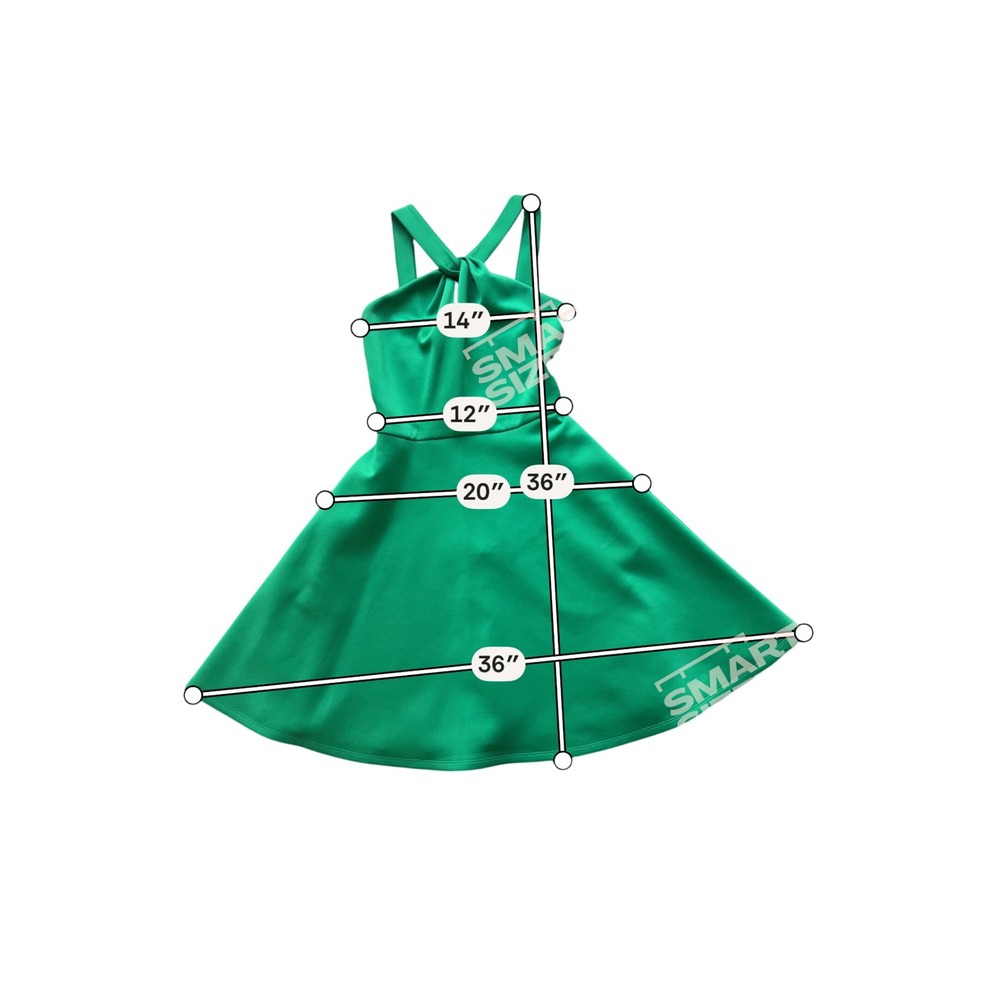 Ted Baker London Green Skater Dress Halter Knot Front Fit Flare Size 3 - Picture 4 of 7